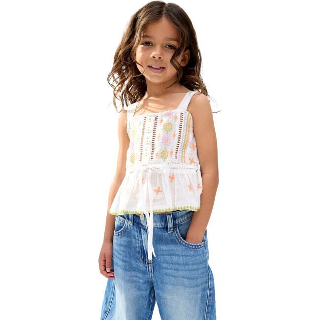 Penny Lace Insert All Over Embroidered Cami, Ecru - T-Shirts - 5