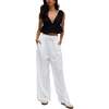 Paulina Wide Leg Trouser, White - Pants - 2 - thumbnail