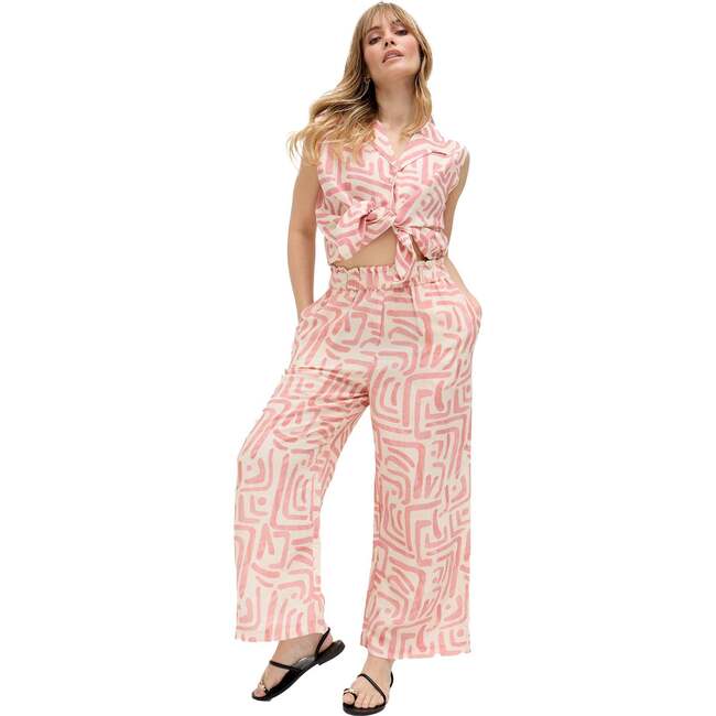 Pop Front Tie Warhol Print Crop Top, Pink - Tank Tops - 5