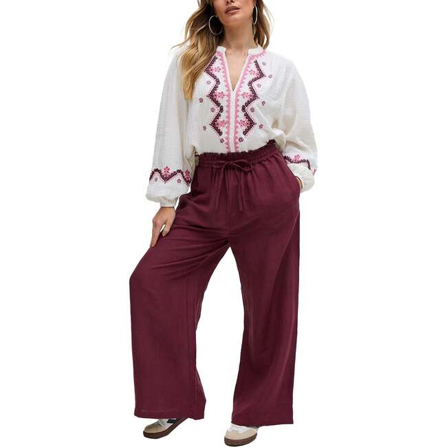 Paulina Wide Leg Trouser, Burgundy