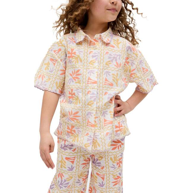 Gilly Scalloped Edge Matisse Print Shirt, Multi
