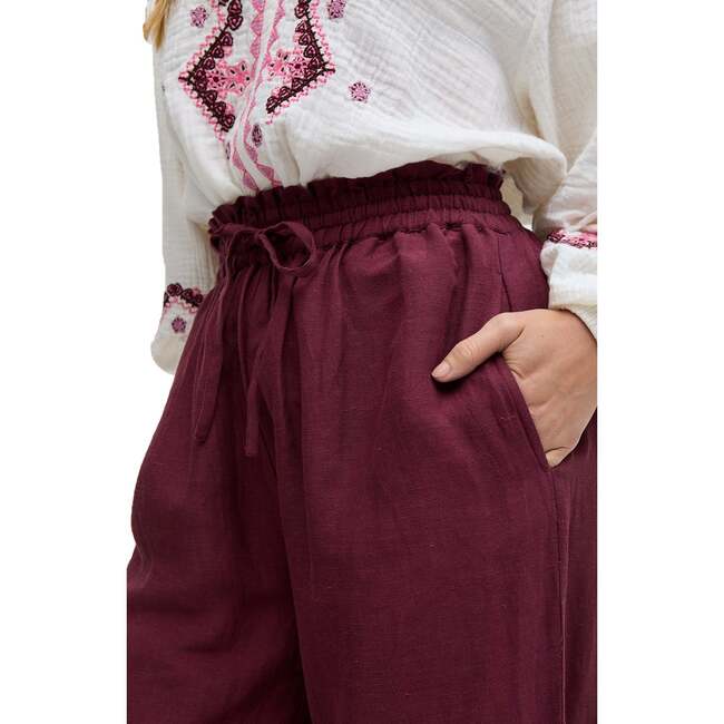 Paulina Wide Leg Trouser, Burgundy - Pants - 3