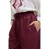 Paulina Wide Leg Trouser, Burgundy - Pants - 3 - thumbnail