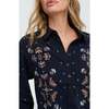 Penny Boxy Embroidered Shirt, Navy - Blouses - 5