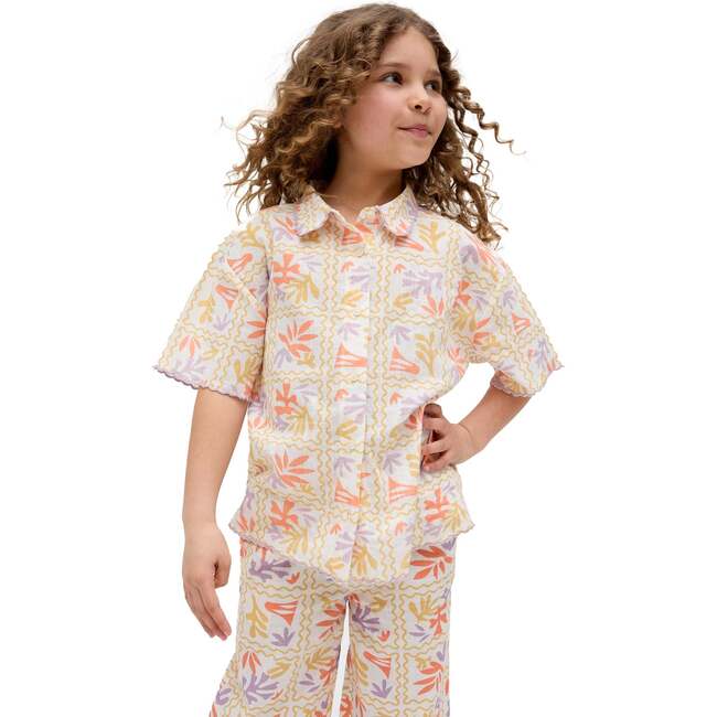 Gilly Scalloped Edge Matisse Print Shirt, Multi