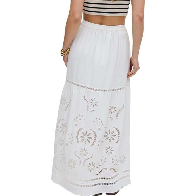 Georgina Lace Paneled Maxi Skirt, White