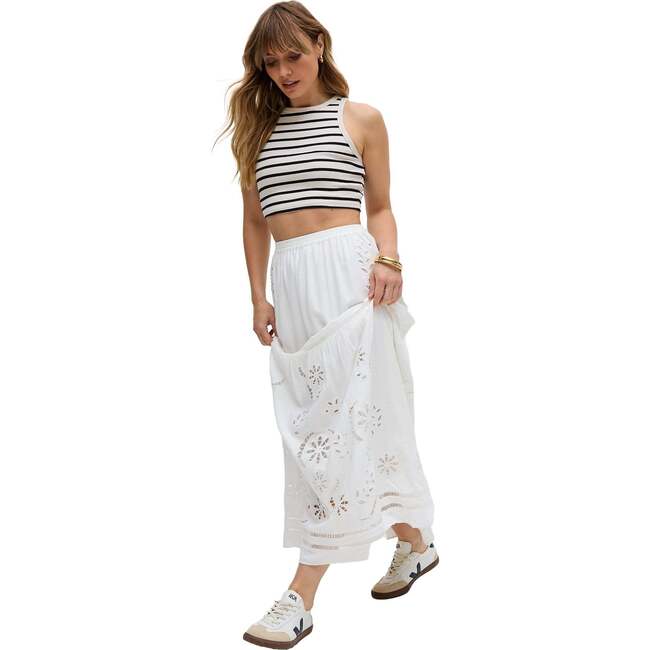 Georgina Lace Paneled Maxi Skirt, White - Skirts - 3