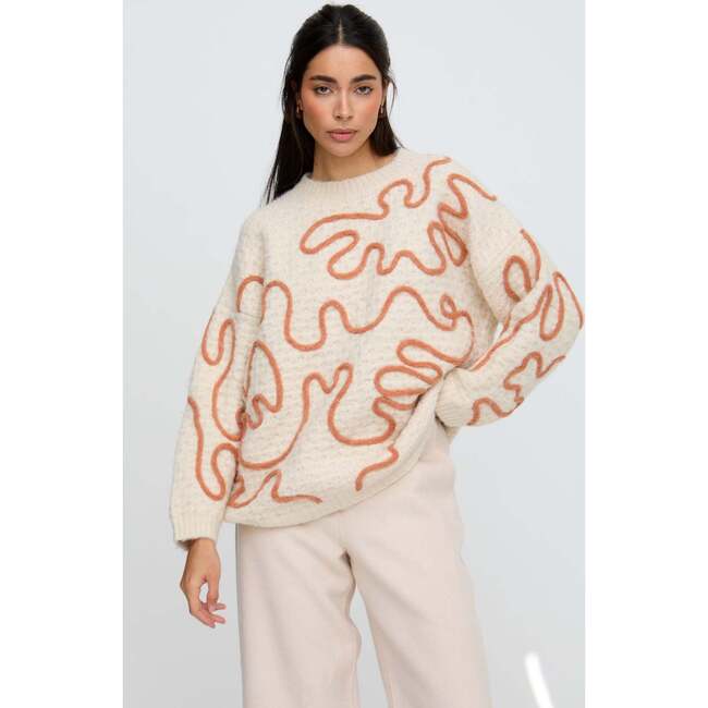 Elton Embroidered Sweater, Neutral