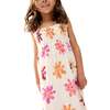 Flora Gathered Hand Drawn Floral Print Dress, Ecru - Dresses - 4