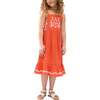 Eina Ladder Insert Embroidered Dress, Orange - Dresses - 1 - thumbnail