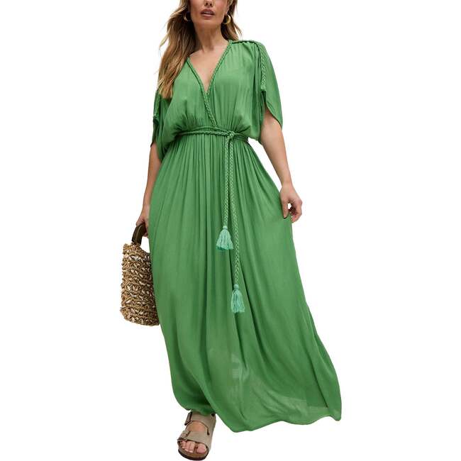 Diamond Plait Neck Maxi Dress, Green