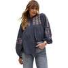 Demi Embroidered Ballon Sleeve Shirt, Grey - Blouses - 1 - thumbnail