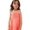 Emma Shirred Bodice Scalloped Embroidered Dress, Coral - Dresses - 4