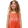 Eina Ladder Insert Embroidered Dress, Orange - Dresses - 4