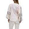 Demi Embroidered Ballon Sleeve Shirt, Cream - Blouses - 2