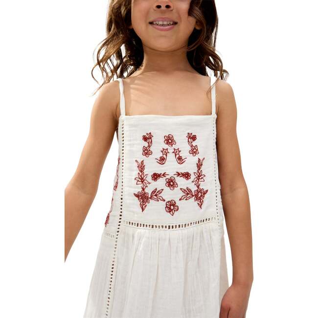 Eina Ladder Insert Embroidered Dress, White - Dresses - 4