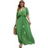 Diamond Plait Neck Maxi Dress, Green - Dresses - 4