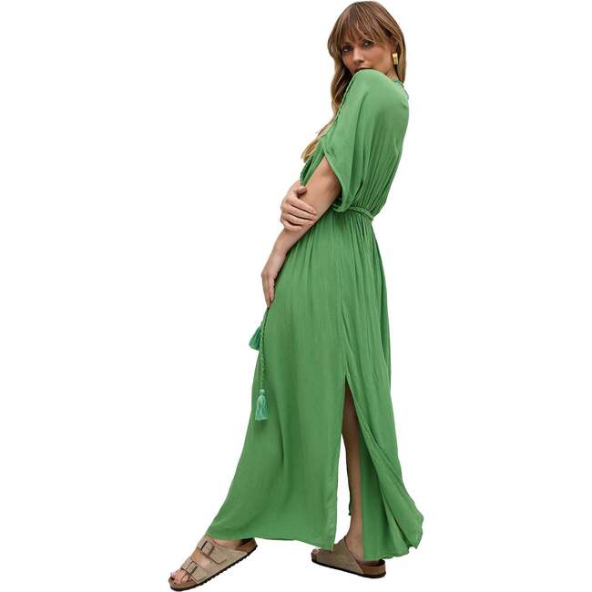 Diamond Plait Neck Maxi Dress, Green - Dresses - 5
