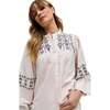 Demi Embroidered Ballon Sleeve Shirt, Cream - Blouses - 3