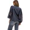 Demi Embroidered Ballon Sleeve Shirt, Grey - Blouses - 3