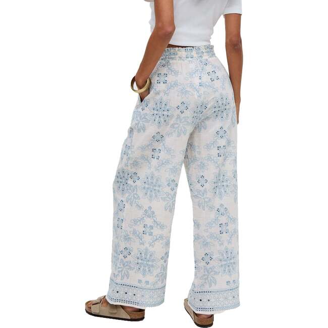 Cherice Wide leg All Over Embroidered Trouser, Cream - Pants - 3