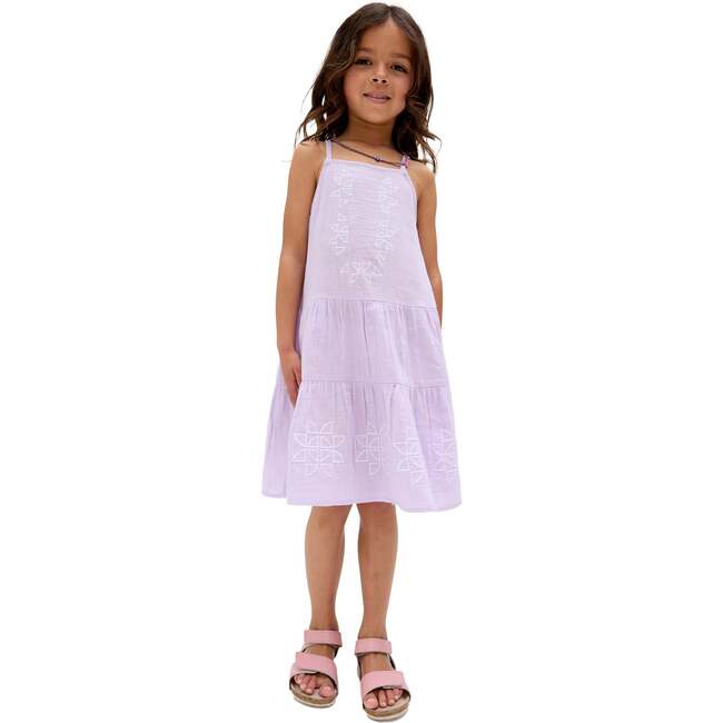Camilla Tiered Lace Insert Dress, Purple