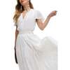 Candice Flutter Sleeve Jacquard Maxi Dress, White - Dresses - 1 - thumbnail