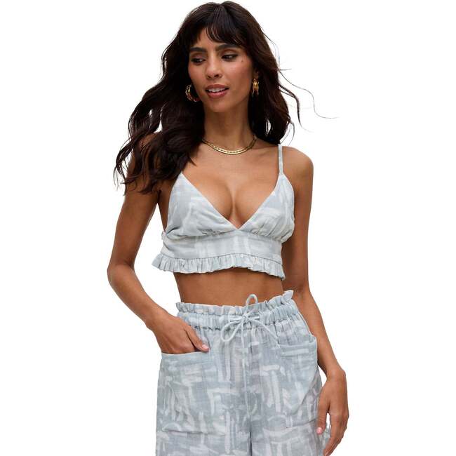 Bonnie A-Line Warhol Print Bralette Top, Sky Blue