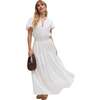 Candice Flutter Sleeve Jacquard Maxi Dress, White - Dresses - 2 - thumbnail