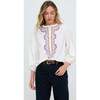 Anai Half Placket Embroidered Blouse, Cream - Blouses - 1 - thumbnail