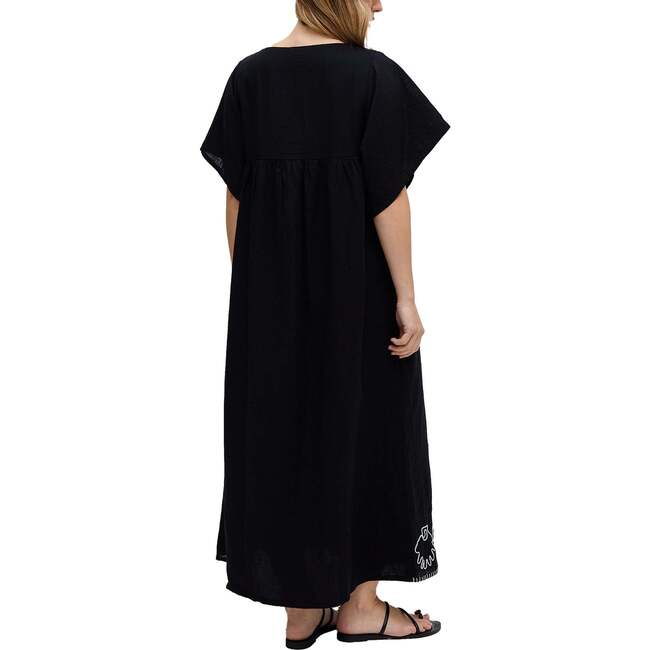 Candy Tabard Embroidered Hem Midi Dress, Black - Dresses - 3