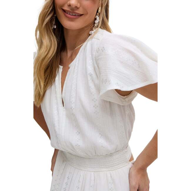 Candice Flutter Sleeve Jacquard Maxi Dress, White - Dresses - 4