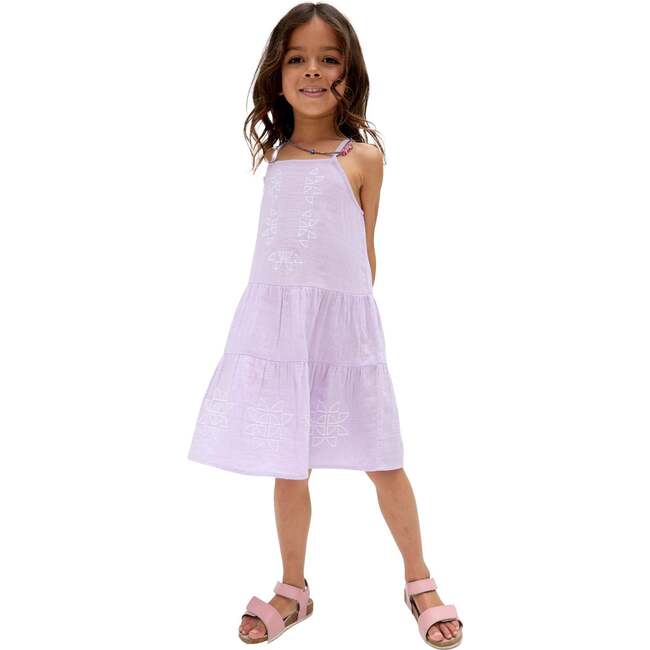 Camilla Tiered Lace Insert Dress, Purple - Dresses - 4