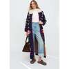 Cathy Jacquard Long Line Cardigan, Navy - Sweaters - 5