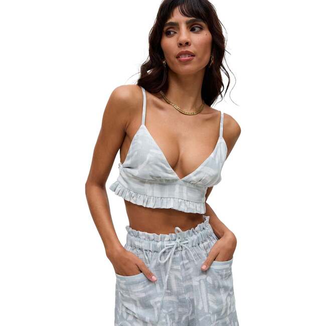 Bonnie A-Line Warhol Print Bralette Top, Sky Blue - Blouses - 5