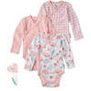 STERLING 3-Pack Side Snap Bodysuit, Floral Fields Check - Onesies - 1 - thumbnail