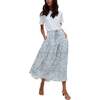 Bonnie Shirred Waist Warhol Print Midi Skirt, Sky Blue - Skirts - 5