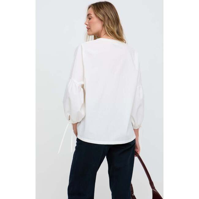 Anai Half Placket Embroidered Blouse, Cream - Blouses - 5