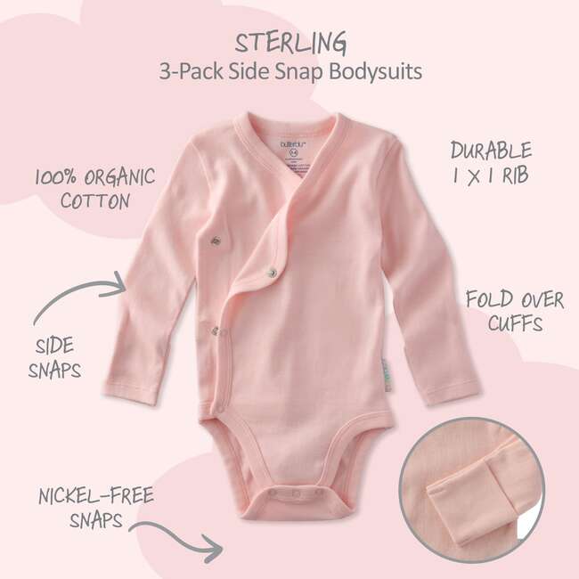 STERLING 3-Pack Side Snap Bodysuit, Sorbet - Onesies - 3