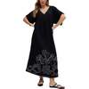 Candy Tabard Embroidered Hem Midi Dress, Black - Dresses - 6