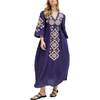 Arianna V- Neck Embroidered Maxi Dress, Navy - Dresses - 5