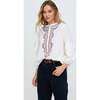 Anai Half Placket Embroidered Blouse, Cream - Blouses - 6