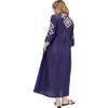 Arianna V- Neck Embroidered Maxi Dress, Navy - Dresses - 6
