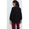 Anai Half Placket Embroidered Blouse, Black - Blouses - 3
