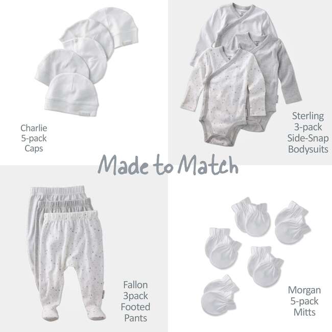 STERLING 3-Pack Side Snap Bodysuit, Gray Twinkle - Onesies - 5