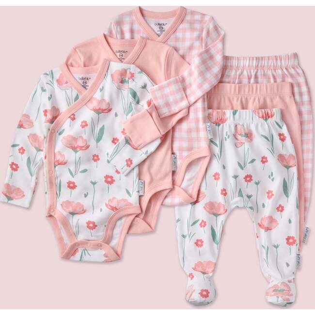 STERLING 3-Pack Side Snap Bodysuit, Floral Fields Check - Onesies - 6