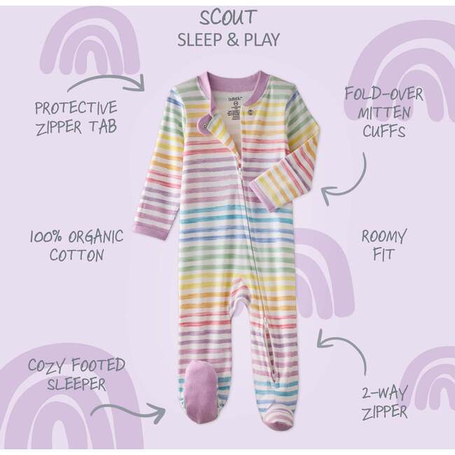 SCOUT Sleep & Play, Sunny Pink Rainbow - Footie Pajamas - 3