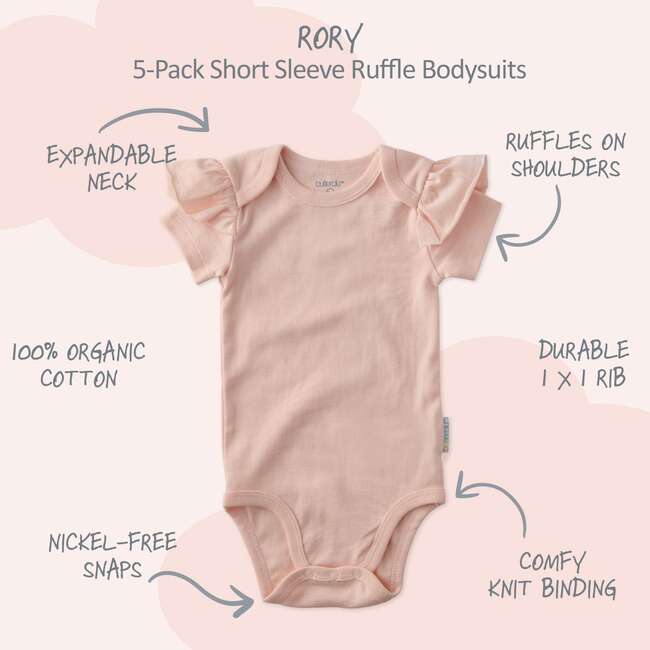 RORY 5-Pack Short Sleeve Ruffle Bodysuits, Sorbet - Onesies - 3