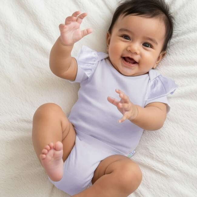 RORY 5-Pack Short Sleeve Ruffle Bodysuits, Frost