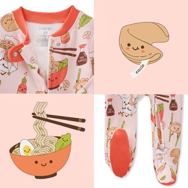 SCOUT Sleep & Play, Pink Dim Sum Fun - Footie Pajamas - 7
